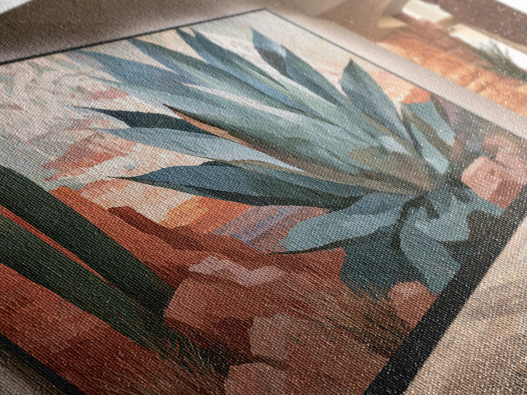 Agave Plant Closeup Canvas Print, Desert Art, Print, Southwestern Decor, Fine Art, Desert, Watercolor Painting, Modern Wall Art, DES-3x2-76