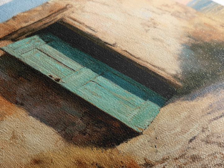 Adobe Doorway with Turquoise Shadow Framed Canvas Print, Desert Art, Contemporary Art, Southwestern Decor, Fine Art, Desert, DES-3x2-81