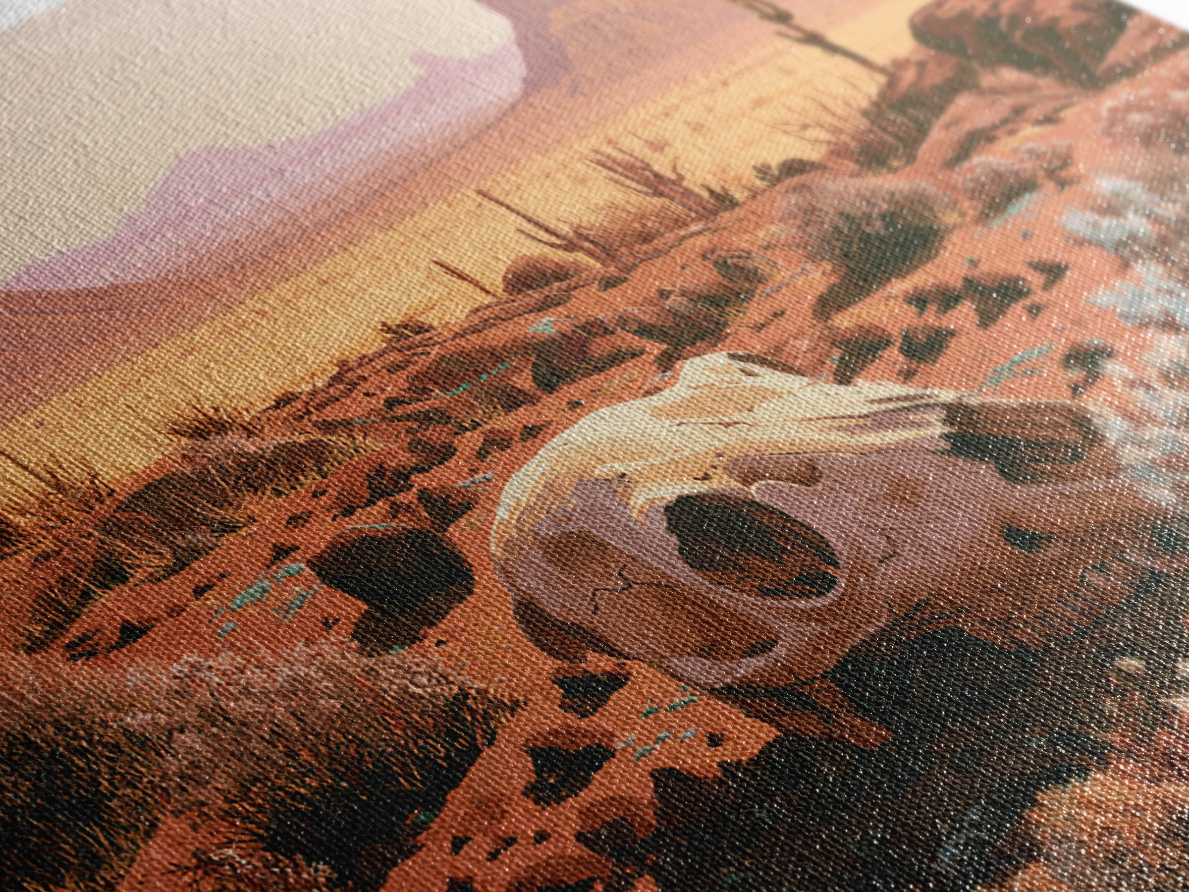 Sun Bleached Skull and Desert Flowers Canvas Print, Desert Art, Printable Art, Southwestern Decor, Oil Painting, Desert, DES-3x2-88