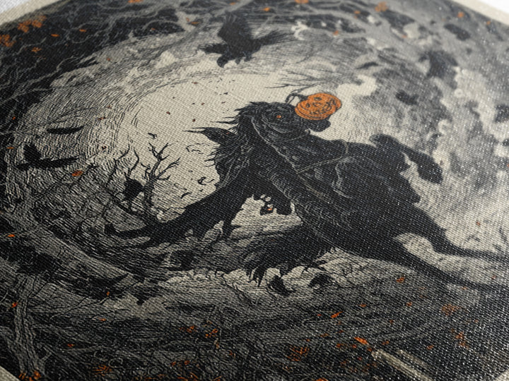 The Headless Horseman, Square Wall Art, Gothic Horror Wall Art, Framed Canvas Print, Halloween Wall Decor, Gothic Home Decor
