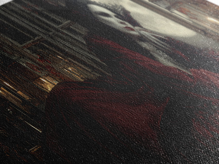The Crimson Vampire, Extra Wide Wall Art, Dark Fantasy Wall Art, Canvas Print, Halloween Wall Decor, Gothic Home Decor, Spooky Wall Decor