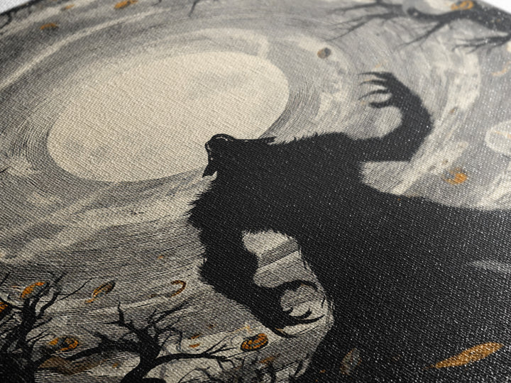 The Moon-Cursed Werewolf, Vertical Wall Art, Spooky Home Decor, Canvas Print, Halloween Wall Decor, Gothic Home Decor, Statement Wall Art
