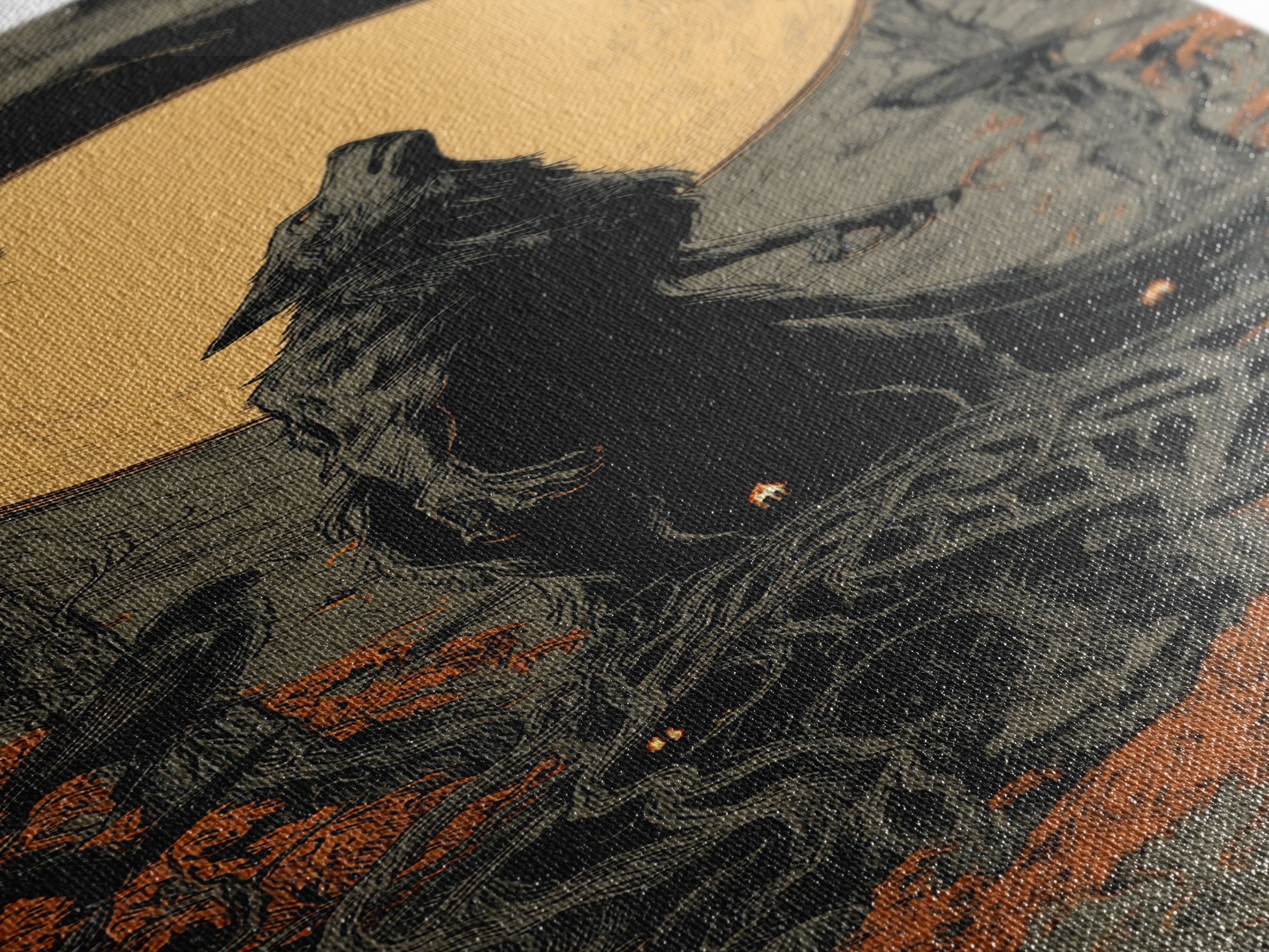The Moon-Cursed Werewolf, Tall Narrow Wall Art, Dark Fantasy Wall Art, Canvas Print, Halloween Wall Decor, Gothic Home Decor