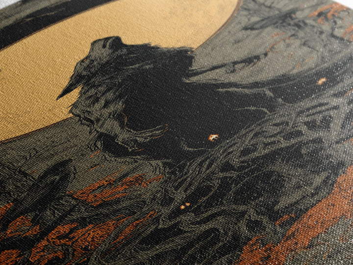 The Moon-Cursed Werewolf, Tall Narrow Wall Art, Dark Fantasy Wall Art, Canvas Print, Halloween Wall Decor, Gothic Home Decor
