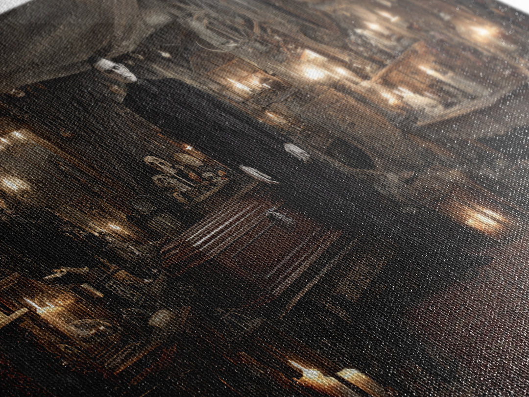 The Sinister Undertaker, Wide Panoramic Art, Dark Fantasy Wall Art, Canvas Print, Halloween Wall Decor, Gothic Home Decor