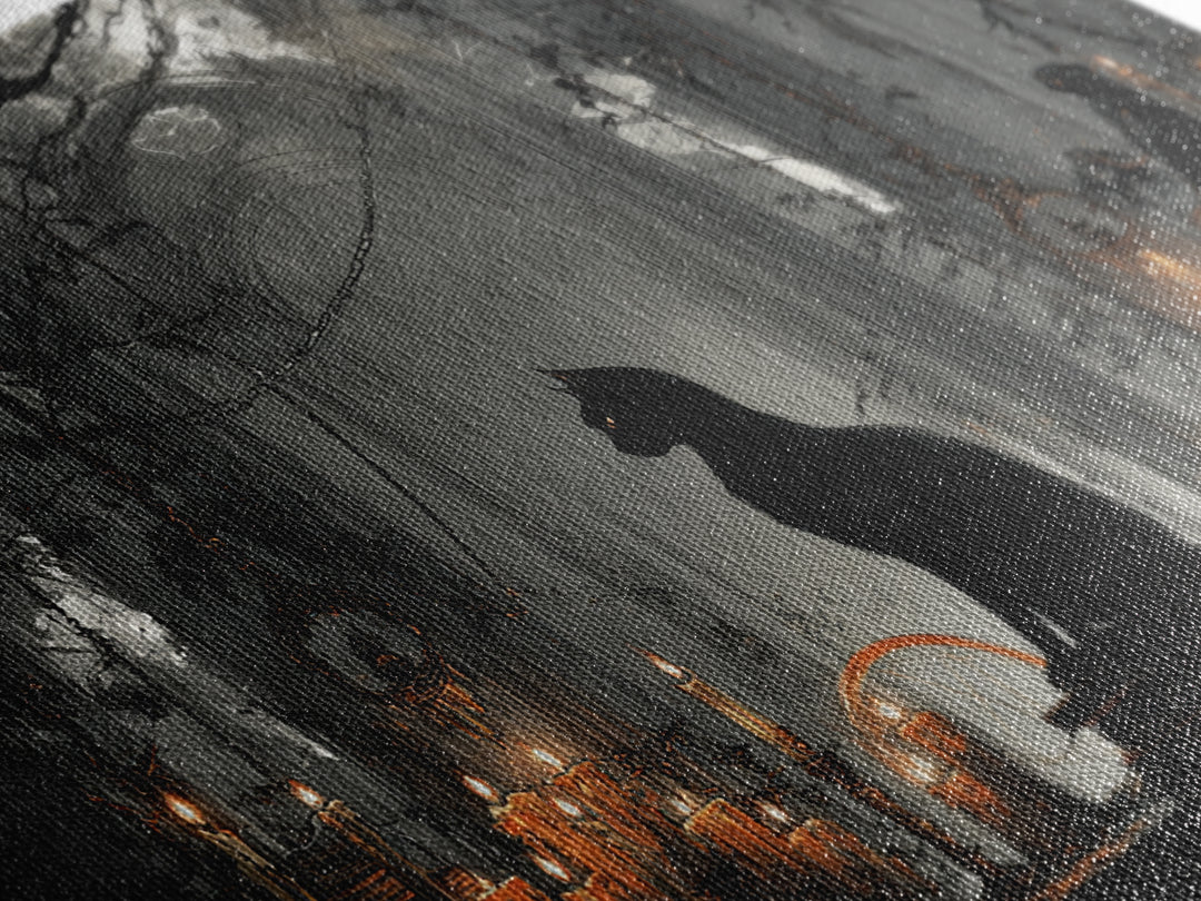 The Black Cat Familiar, Landscape Wall Art, Spooky Home Decor, Canvas Print, Halloween Wall Decor, Gothic Home Decor, Collectible Wall Decor