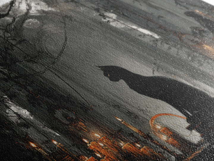 The Black Cat Familiar, Landscape Wall Art, Spooky Home Decor, Canvas Print, Halloween Wall Decor, Gothic Home Decor, Collectible Wall Decor
