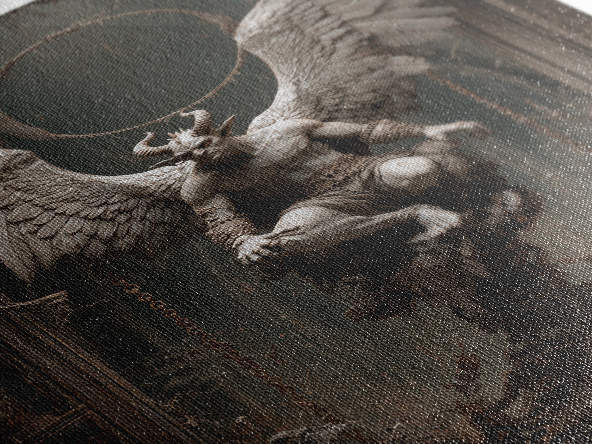 The Gargoyle Sentinel, Vertical Wall Art, Gothic Horror Wall Art, Framed Canvas Print, Halloween Wall Decor, Gothic Home Decor