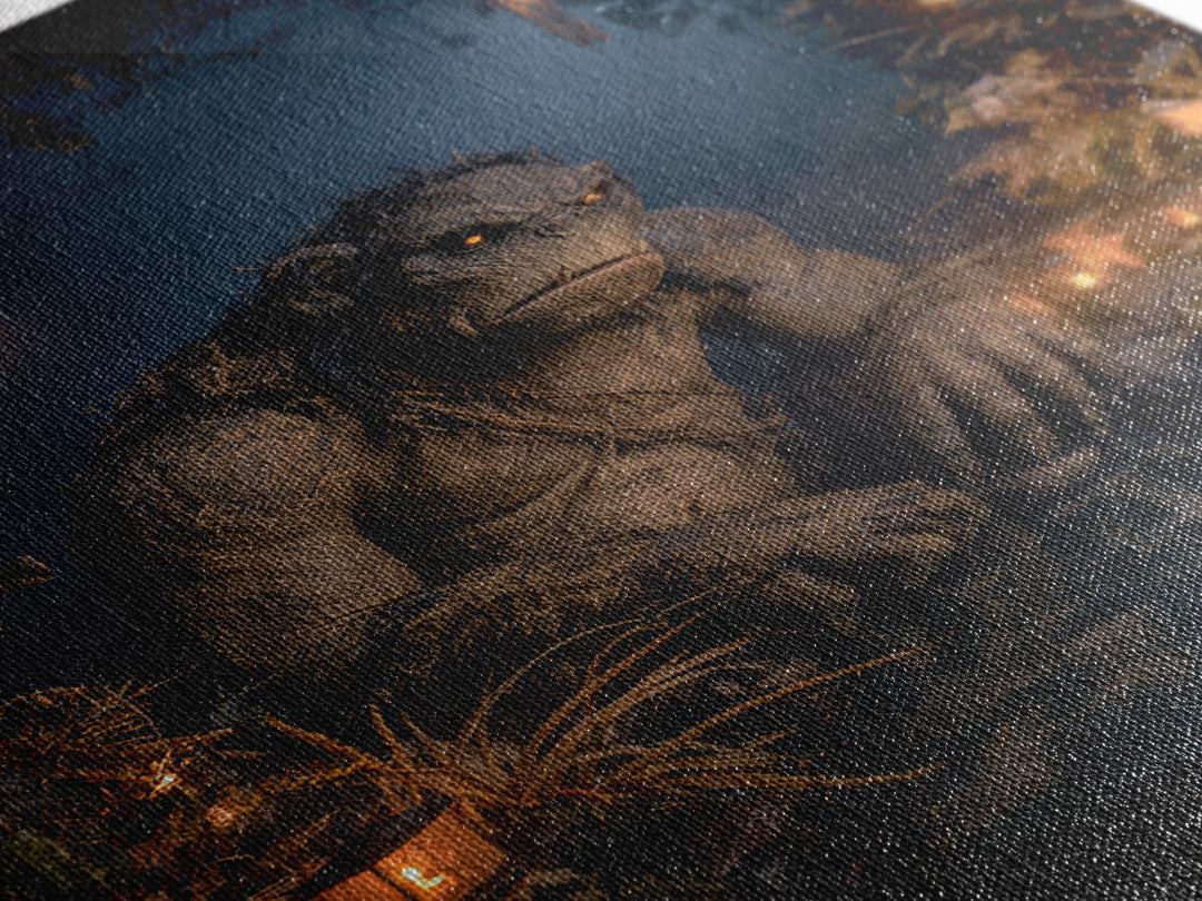 The Bridge Troll At Midnight, Vertical Wall Art, Dark Halloween Decor, Canvas Print, Halloween Wall Decor, Gothic Home Decor