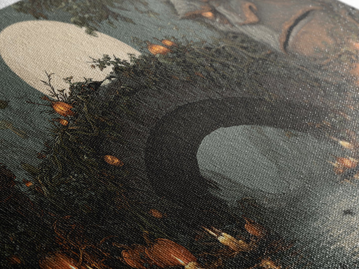 The Bridge Troll At Midnight, Wide Panoramic Art, Dark Fantasy Wall Art, Canvas Print, Halloween Wall Decor, Gothic Home Decor