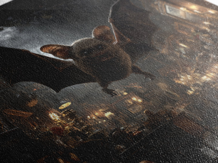 The Bat-Winged Imp, Square Wall Art, Haunted Gothic Art, Framed Canvas Print, Halloween Wall Decor, Gothic Home Decor, Macabre Wall Art