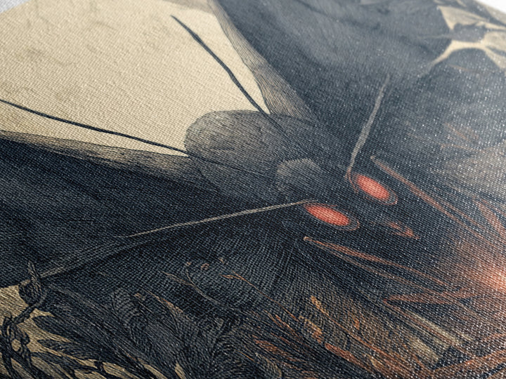 The Red-Eyed Moth Creature, Wide Panoramic Art, Spooky Home Decor, Canvas Print, Halloween Wall Decor, Gothic Home Decor, Macabre Wall Art