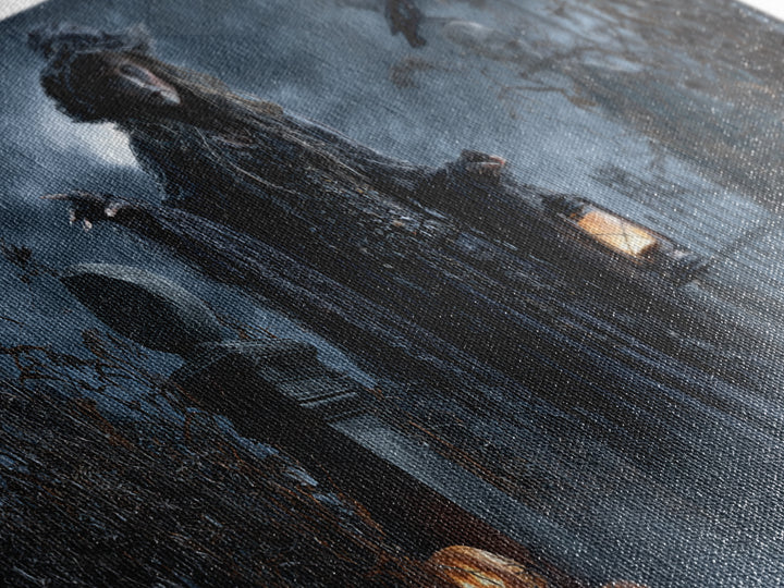 The Salt-Marsh Witch, Wide Panoramic Art, Haunted Gothic Art, Framed Canvas Print, Halloween Wall Decor, Gothic Home Decor