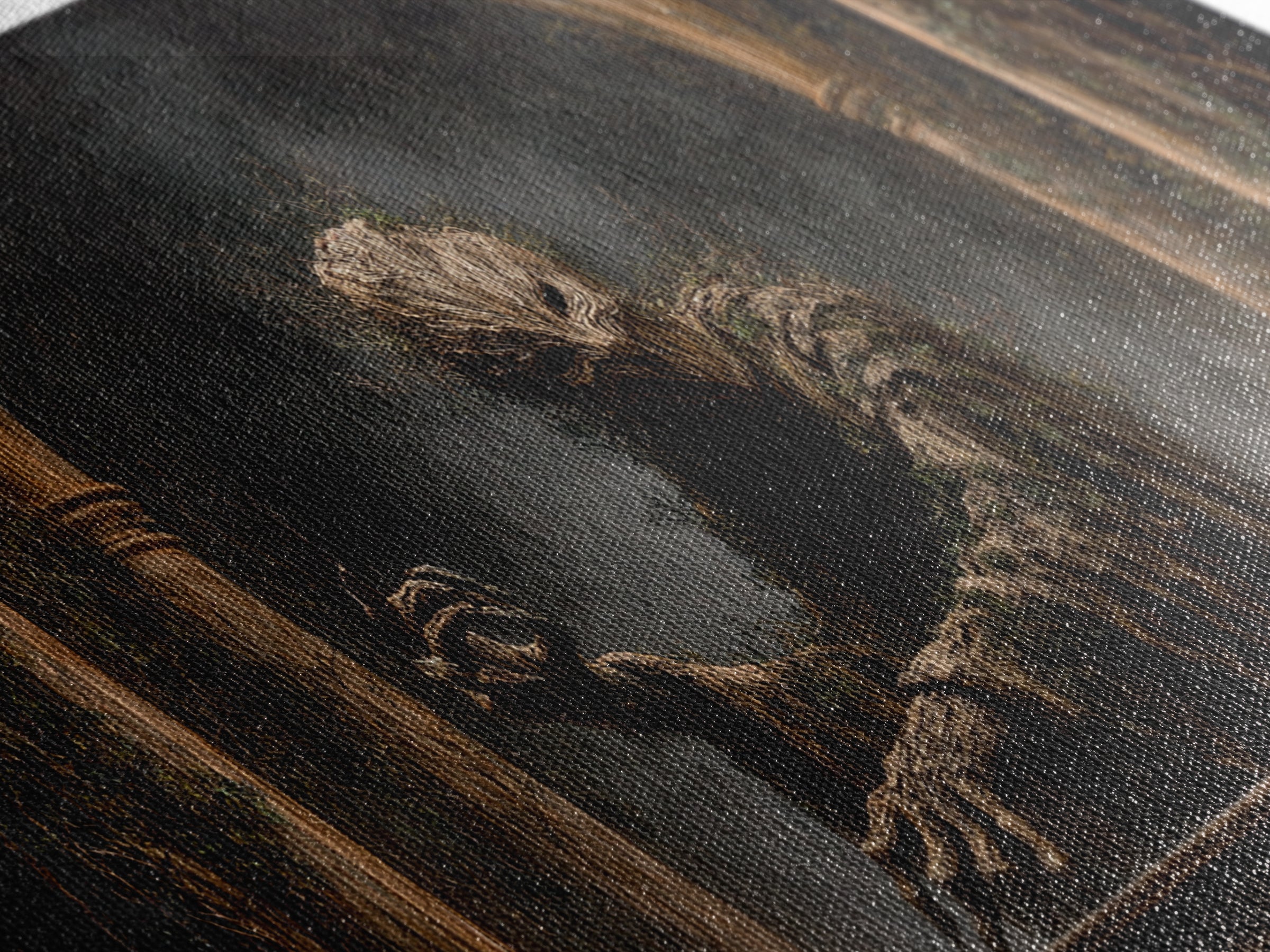 The Hollow-Tree Monster, Wide Panoramic Art, Macabre Wall Art, Framed Canvas Print, Halloween Wall Decor, Gothic Home Decor