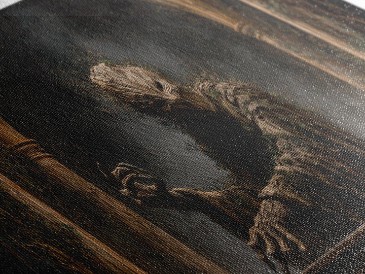 The Hollow-Tree Monster, Wide Panoramic Art, Macabre Wall Art, Framed Canvas Print, Halloween Wall Decor, Gothic Home Decor