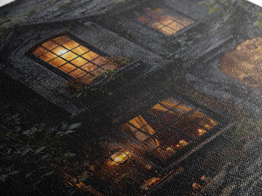 The Haunted Manor, Vertical Wall Art, Haunted Gothic Art, Framed Canvas Print, Halloween Wall Decor, Gothic Home Decor, Statement Wall Art