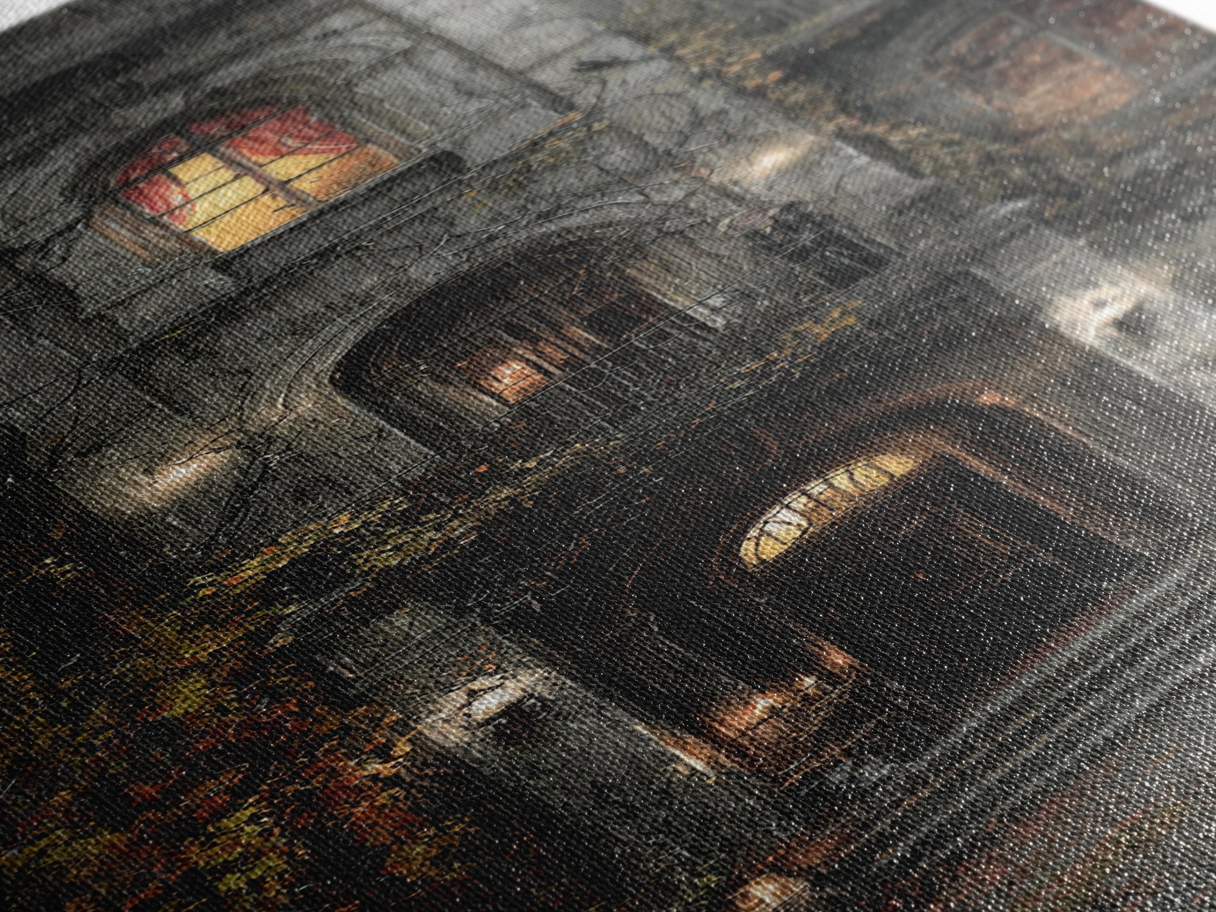 The Haunted Manor, Tall Narrow Wall Art, Gothic Horror Wall Art, Framed Canvas Print, Halloween Wall Decor, Gothic Home Decor