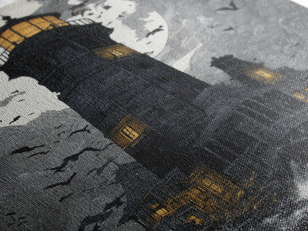 The Cursed Lighthouse, Vertical Wall Art, Macabre Wall Art, Framed Canvas Print, Halloween Wall Decor, Gothic Home Decor