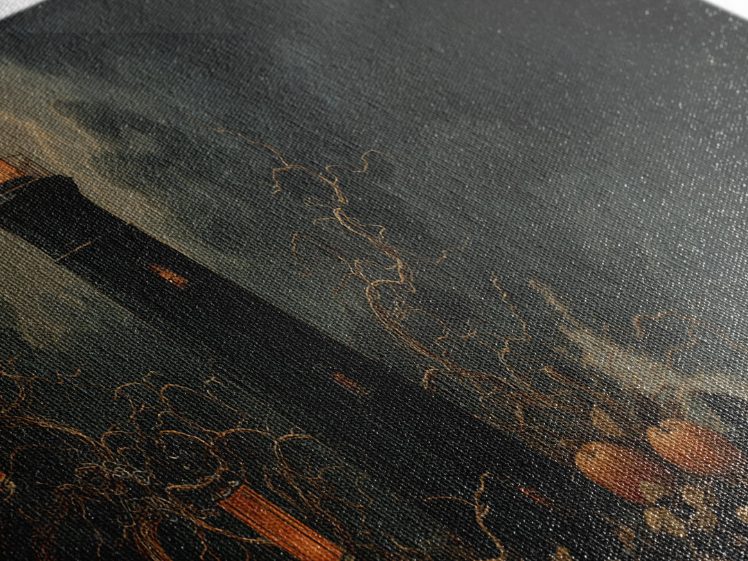 The Cursed Lighthouse, Wide Panoramic Art, Dark Halloween Decor, Canvas Print, Halloween Wall Decor, Gothic Home Decor