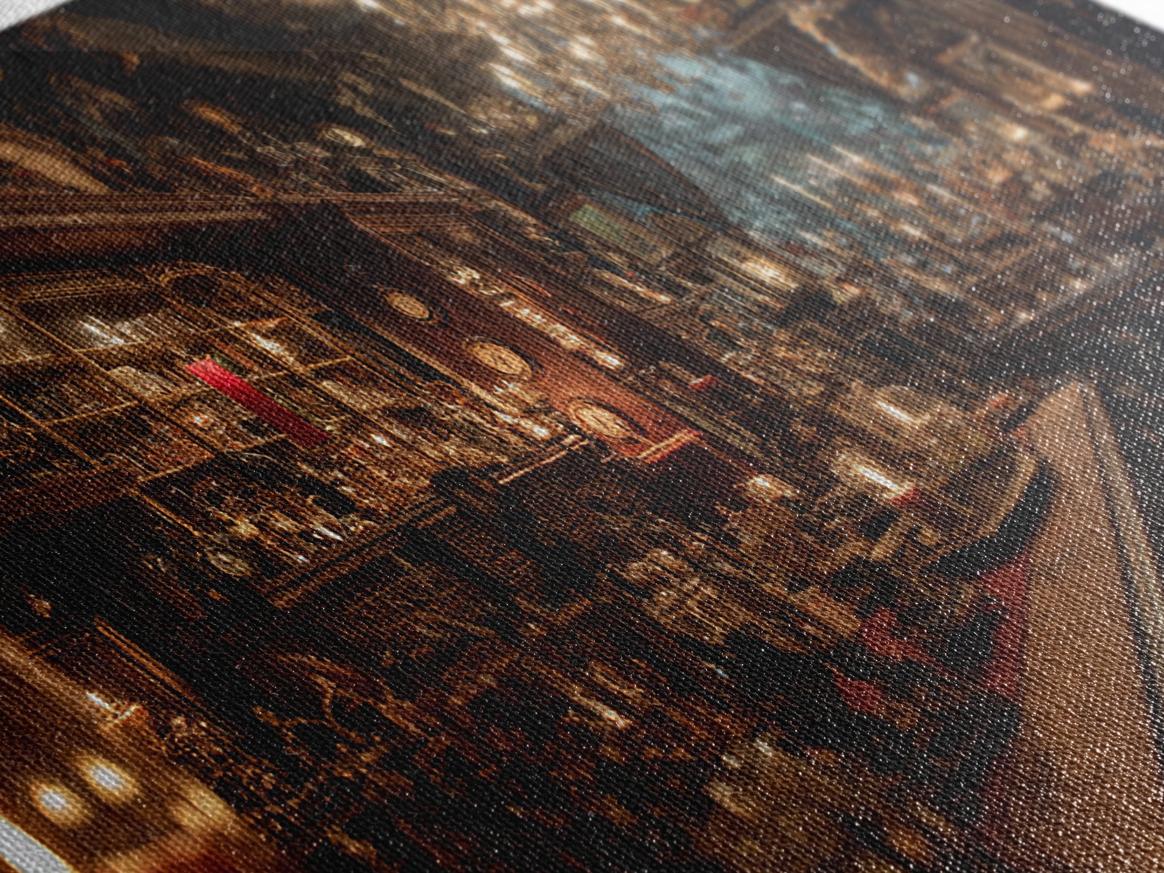 The Midnight Antique Shop, Wide Panoramic Art, Haunted Gothic Art, Framed Canvas Print, Halloween Wall Decor, Gothic Home Decor