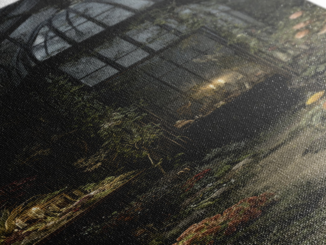 The Cemetery Greenhouse, Tall Narrow Wall Art, Dark Fantasy Wall Art, Canvas Print, Halloween Wall Decor, Gothic Home Decor, Halloween Decor