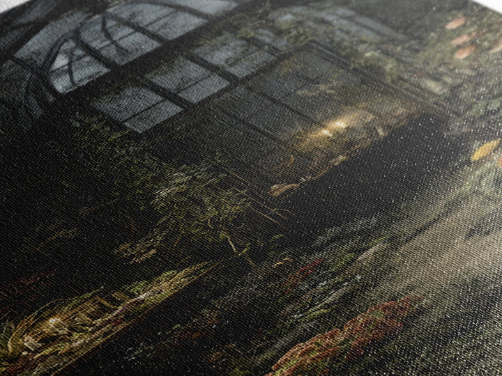 The Cemetery Greenhouse, Tall Narrow Wall Art, Dark Fantasy Wall Art, Canvas Print, Halloween Wall Decor, Gothic Home Decor, Halloween Decor