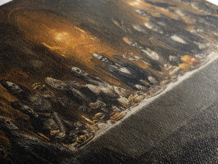 The Zombie Picnic, Wide Panoramic Art, Dark Fantasy Wall Art, Canvas Print, Halloween Wall Decor, Gothic Home Decor, Horror Wall Art