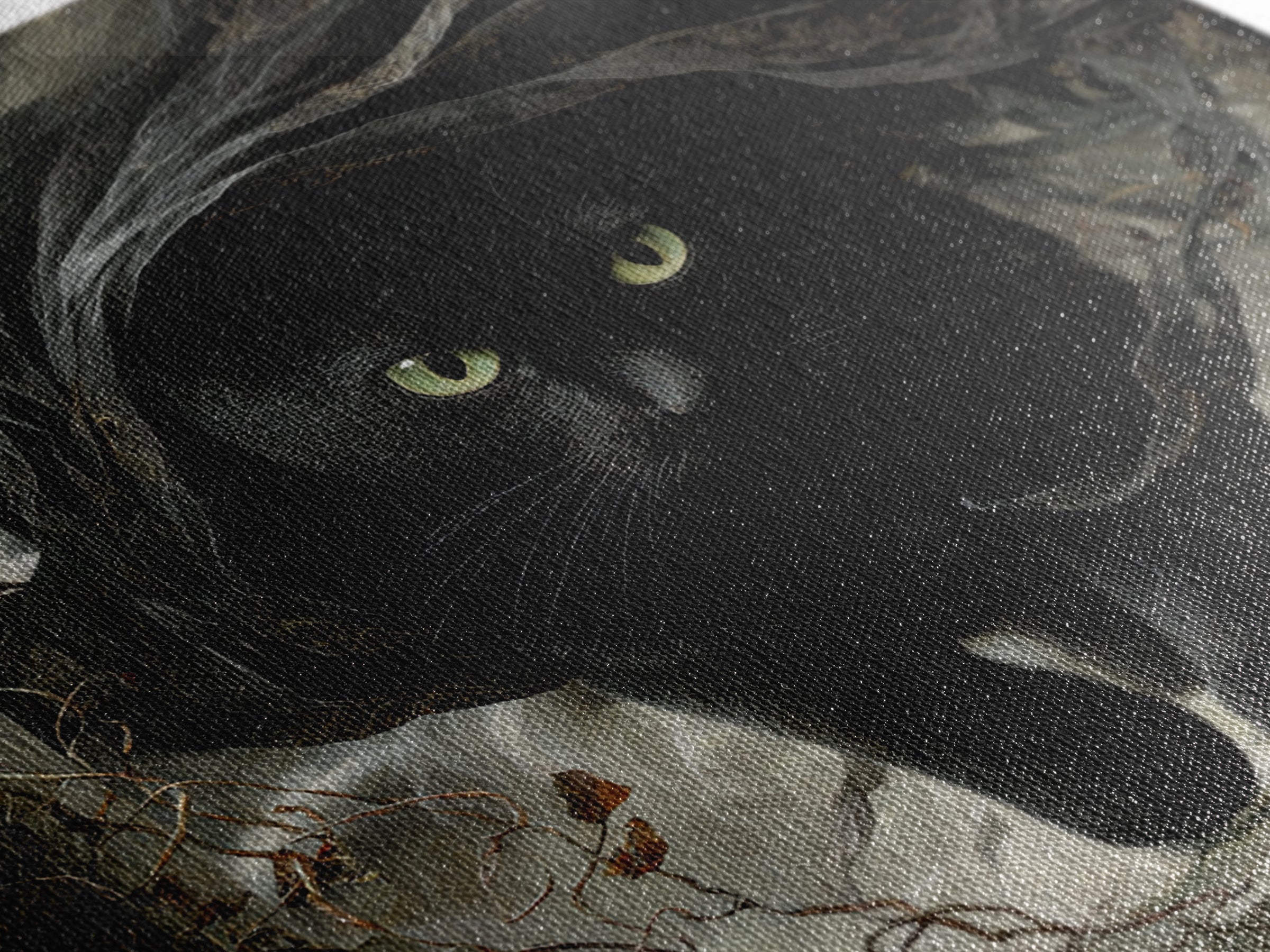 The Black Cat Gathering, Square Wall Art, Spooky Home Decor, Canvas Print, Halloween Wall Decor, Gothic Home Decor, Spooky Wall Decor