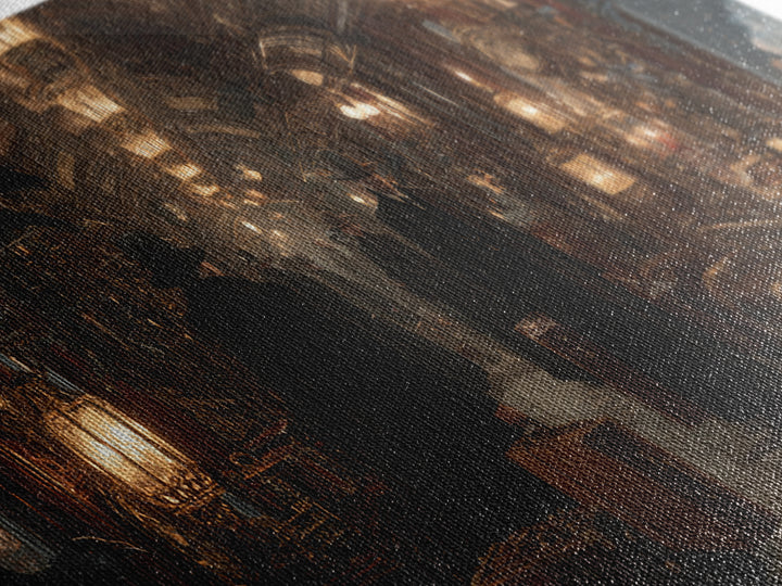The Ghost Train Arrival, Wide Panoramic Art, Dark Fantasy Wall Art, Canvas Print, Halloween Wall Decor, Gothic Home Decor
