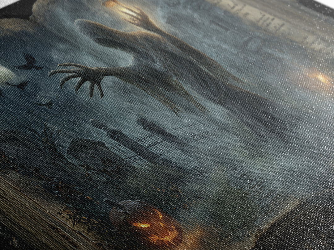 The Living Spellbook, Wide Panoramic Art, Macabre Wall Art, Framed Canvas Print, Halloween Wall Decor, Gothic Home Decor, Dark Fantasy Art