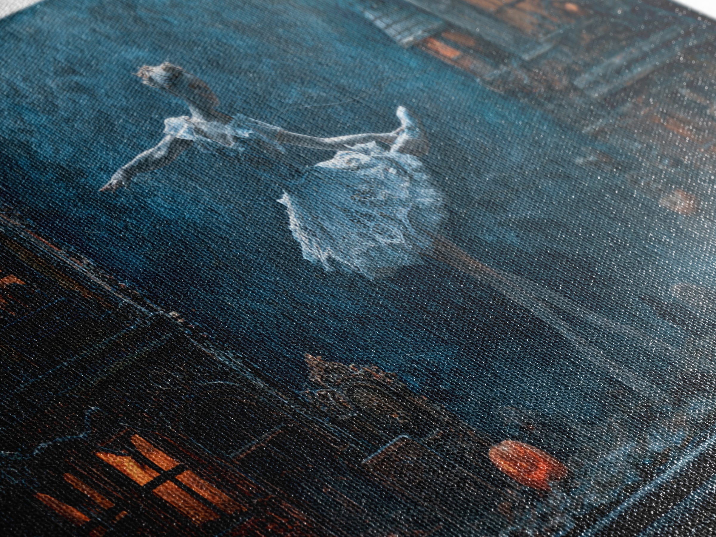 The Haunted Music Box, Wide Panoramic Art, Haunted Gothic Art, Framed Canvas Print, Halloween Wall Decor, Gothic Home Decor