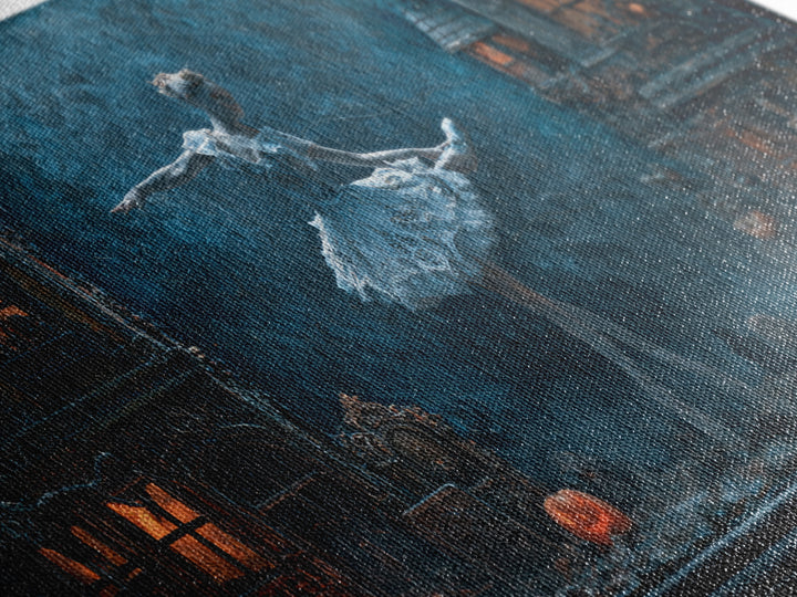 The Haunted Music Box, Wide Panoramic Art, Haunted Gothic Art, Framed Canvas Print, Halloween Wall Decor, Gothic Home Decor