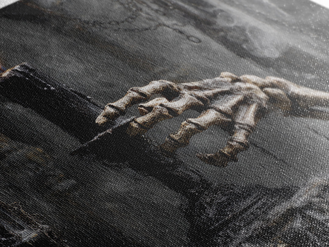 The Skeletal Hand Candleholder, Landscape Wall Art, Dark Halloween Decor, Canvas Print, Halloween Wall Decor, Gothic Home Decor