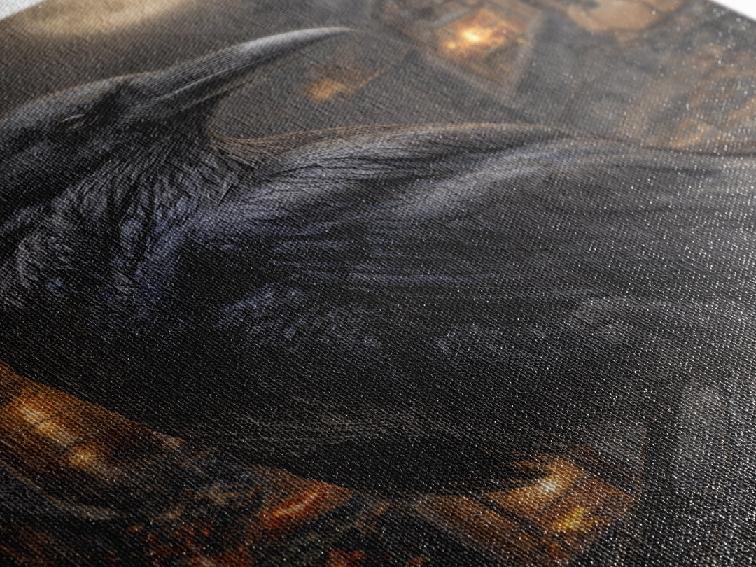The Raven-Feather Quill, Vertical Wall Art, Dark Halloween Decor, Canvas Print, Halloween Wall Decor, Gothic Home Decor, Dark Fantasy Art