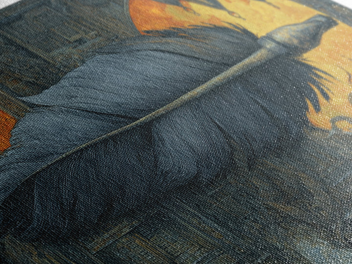 The Raven-Feather Quill, Wide Panoramic Art, Gothic Horror Wall Art, Framed Canvas Print, Halloween Wall Decor, Gothic Home Decor