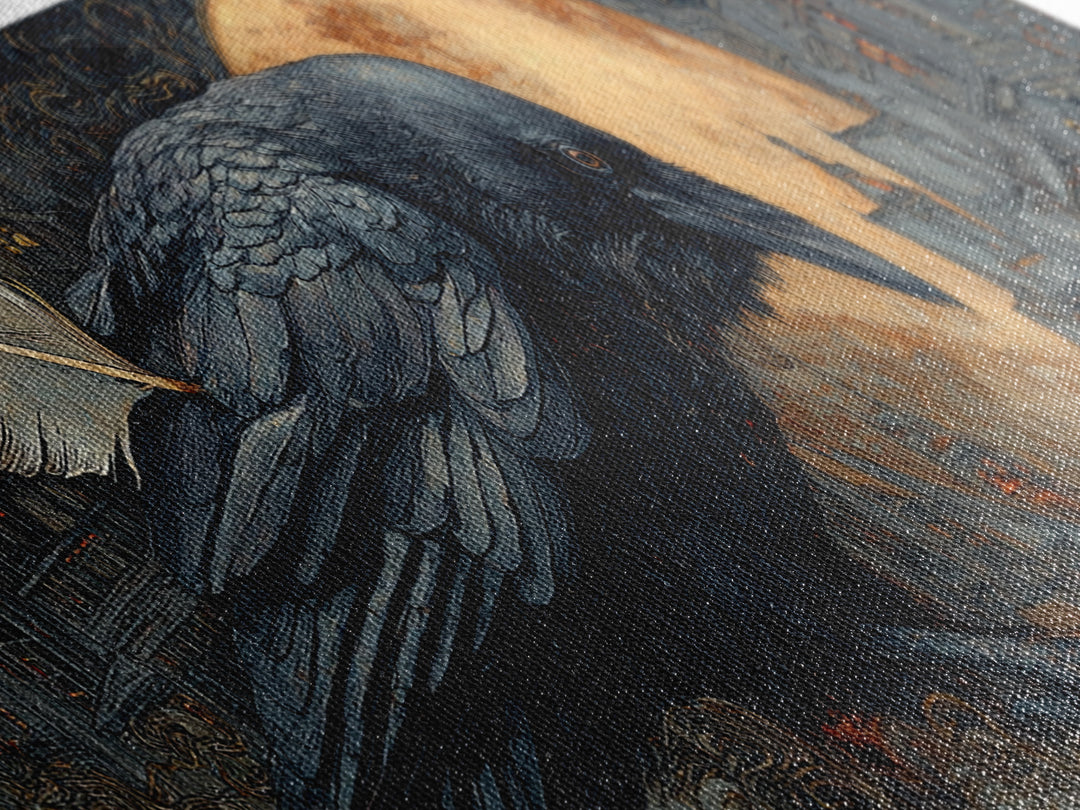 The Raven-Feather Quill, Extra Wide Wall Art, Dark Halloween Decor, Canvas Print, Halloween Wall Decor, Gothic Home Decor