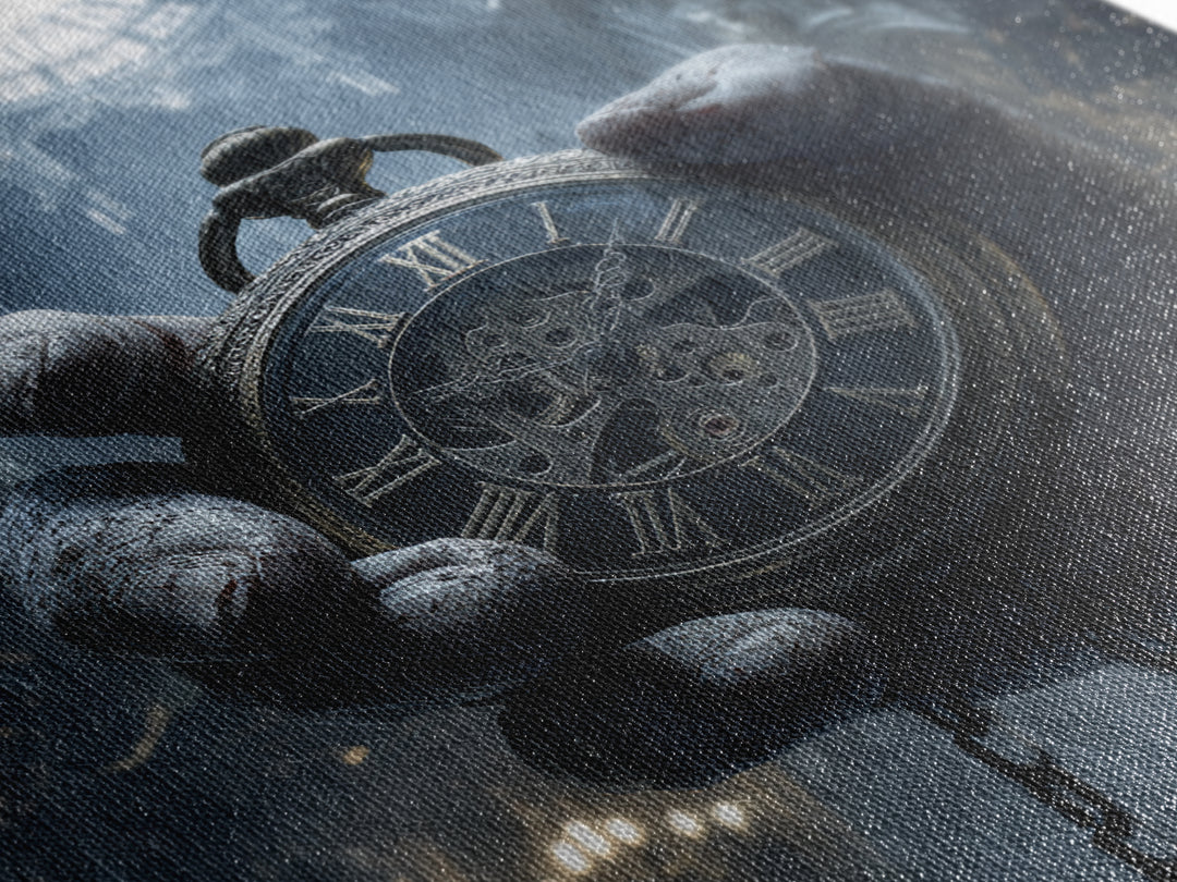The Cursed Pocket Watch, Square Wall Art, Dark Halloween Decor, Canvas Print, Halloween Wall Decor, Gothic Home Decor