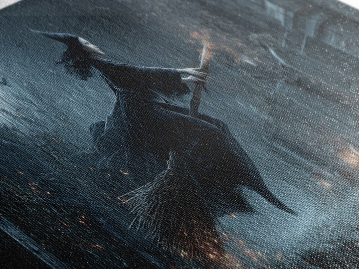 The Witch'S Broom, Extra Wide Wall Art, Dark Halloween Decor, Canvas Print, Halloween Wall Decor, Gothic Home Decor, Halloween Wall Art