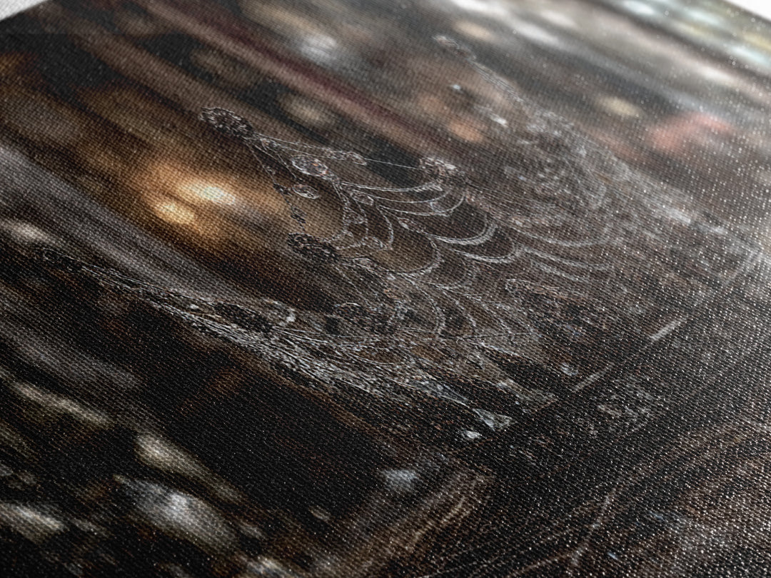 The Spiderweb Crown, Wide Panoramic Art, Spooky Home Decor, Canvas Print, Halloween Wall Decor, Gothic Home Decor, Collectible Wall Decor