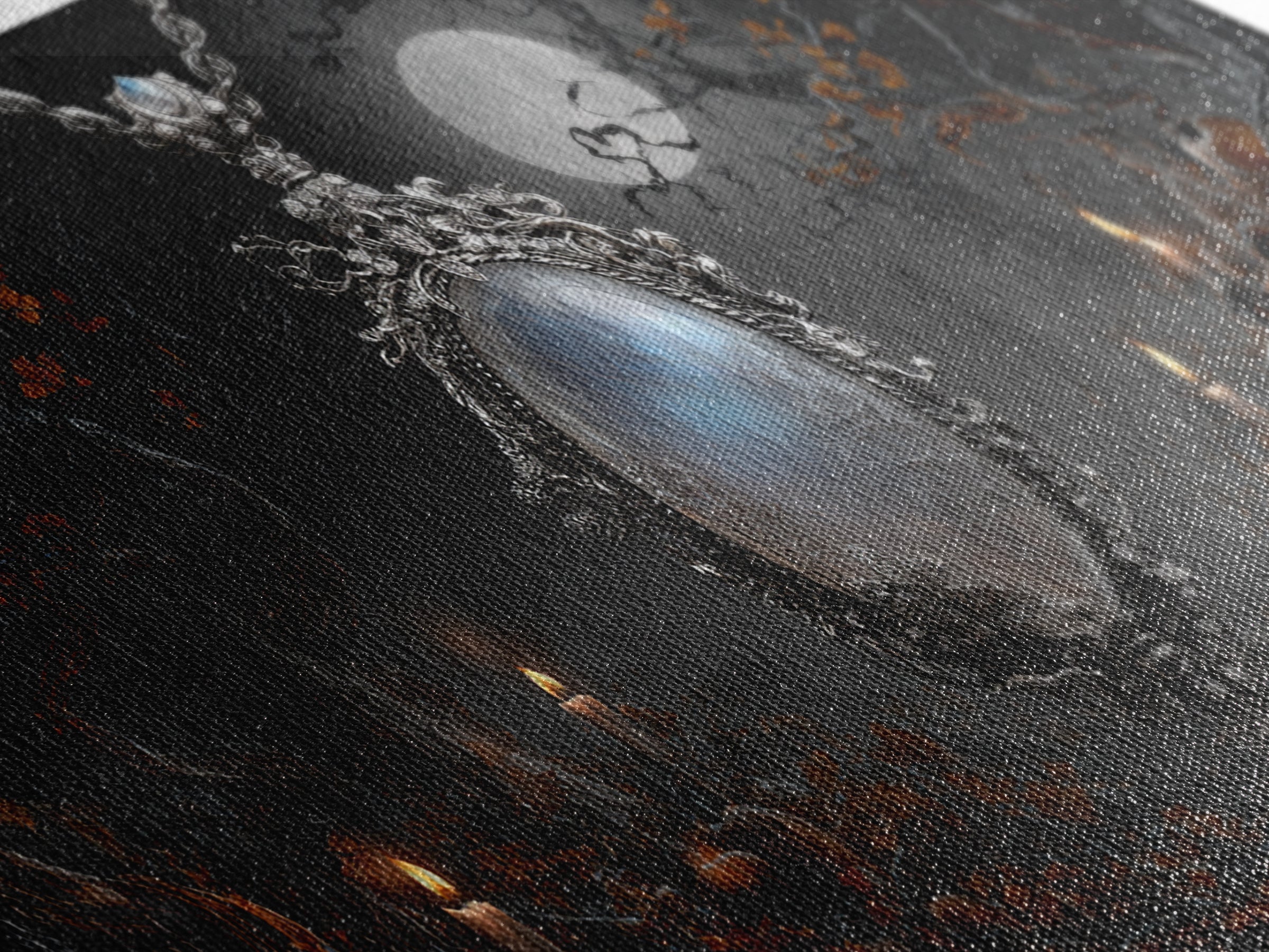 The Moonstone Amulet, Wide Panoramic Art, Dark Halloween Decor, Canvas Print, Halloween Wall Decor, Gothic Home Decor, Horror Wall Art
