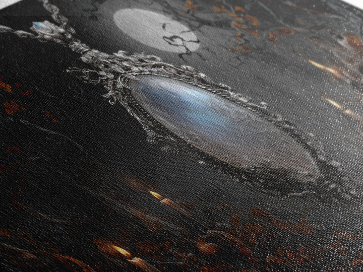 The Moonstone Amulet, Wide Panoramic Art, Dark Halloween Decor, Canvas Print, Halloween Wall Decor, Gothic Home Decor, Horror Wall Art