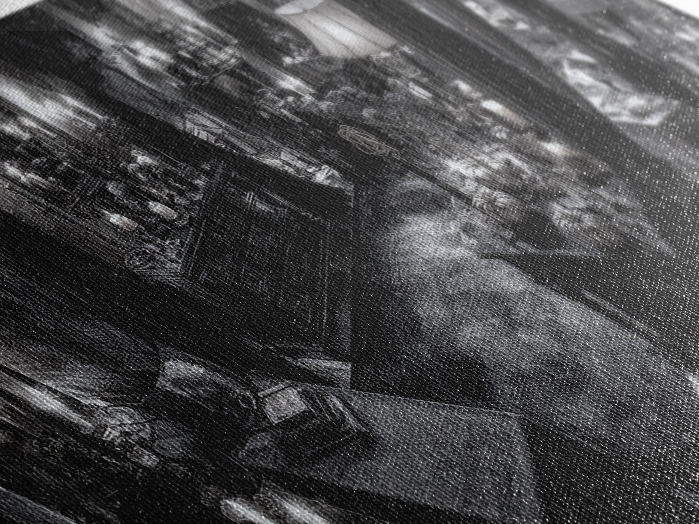 Monochrome Gothic Halloween, Wide Panoramic Art, Macabre Wall Art, Framed Canvas Print, Halloween Wall Decor, Gothic Home Decor