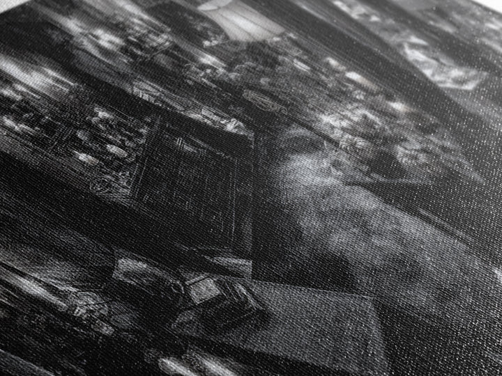 Monochrome Gothic Halloween, Wide Panoramic Art, Macabre Wall Art, Framed Canvas Print, Halloween Wall Decor, Gothic Home Decor