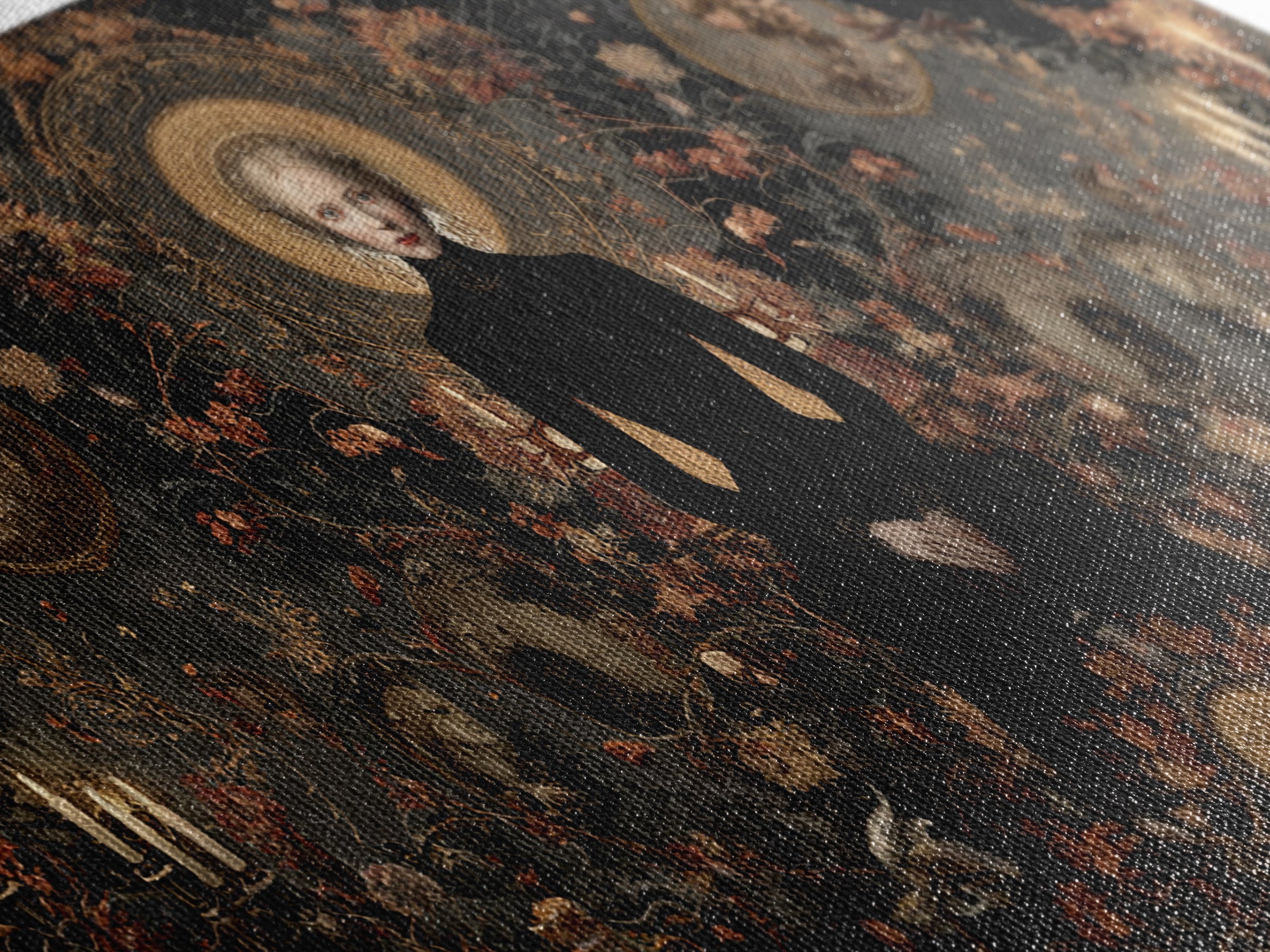 Victorian Mourning Halloween, Wide Panoramic Art, Haunted Gothic Art, Framed Canvas Print, Halloween Wall Decor, Gothic Home Decor