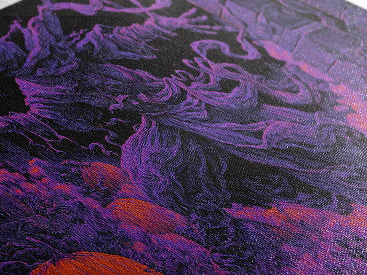 1980s Neon Horror, Wide Panoramic Art, Spooky Home Decor, Canvas Print, Halloween Wall Decor, Gothic Home Decor, Macabre Wall Art