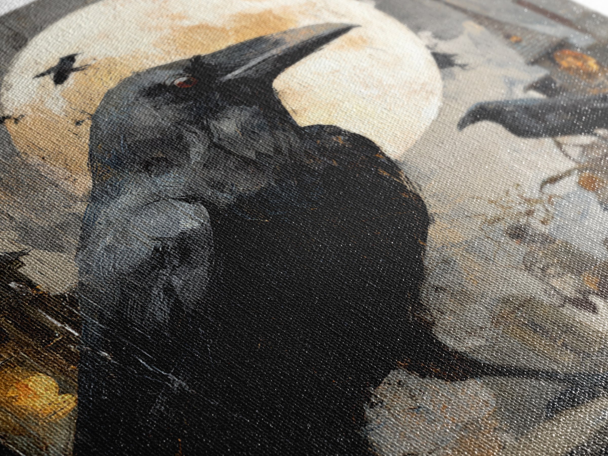 Ravens And Ruins, Square Wall Art, Dark Halloween Decor, Canvas Print, Halloween Wall Decor, Gothic Home Decor, Seasonal Home Decor