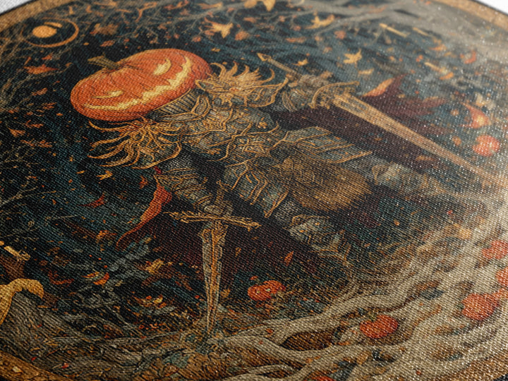 The Pumpkin Paladin, Square Wall Art, Dark Fantasy Wall Art, Canvas Print, Halloween Wall Decor, Gothic Home Decor, Dark Fantasy Art