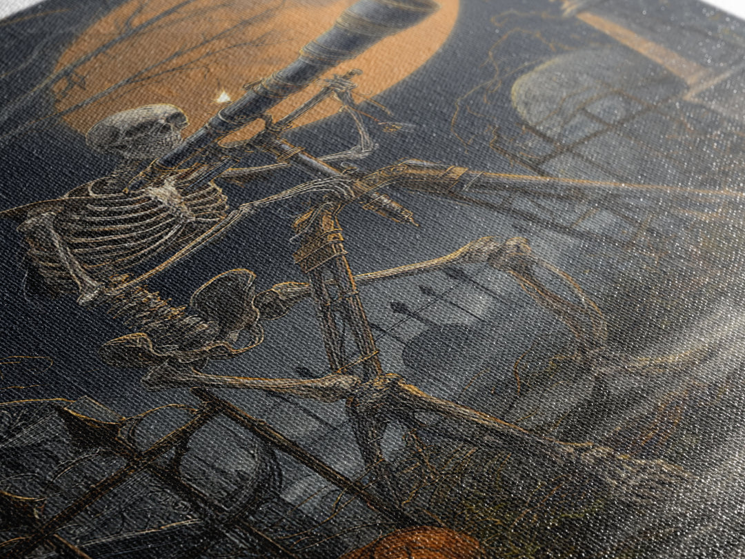 The Skull Astronomer, Vertical Wall Art, Spooky Home Decor, Canvas Print, Halloween Wall Decor, Gothic Home Decor, Spooky Wall Decor