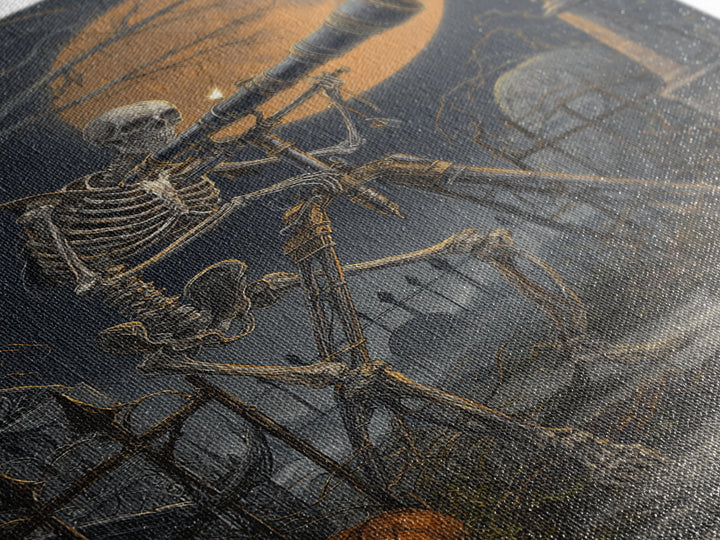 The Skull Astronomer, Vertical Wall Art, Spooky Home Decor, Canvas Print, Halloween Wall Decor, Gothic Home Decor, Spooky Wall Decor