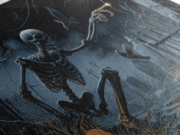 The Skull Astronomer, Landscape Wall Art, Dark Halloween Decor, Canvas Print, Halloween Wall Decor, Gothic Home Decor, Halloween Wall Art